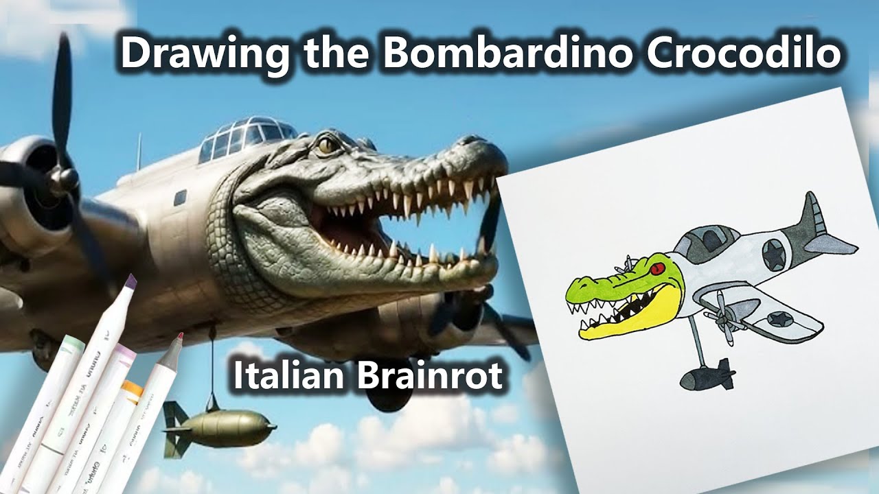 Drawing the Bombardino Crocodilo with Markers | Italian Brainrot Fantasy Creature