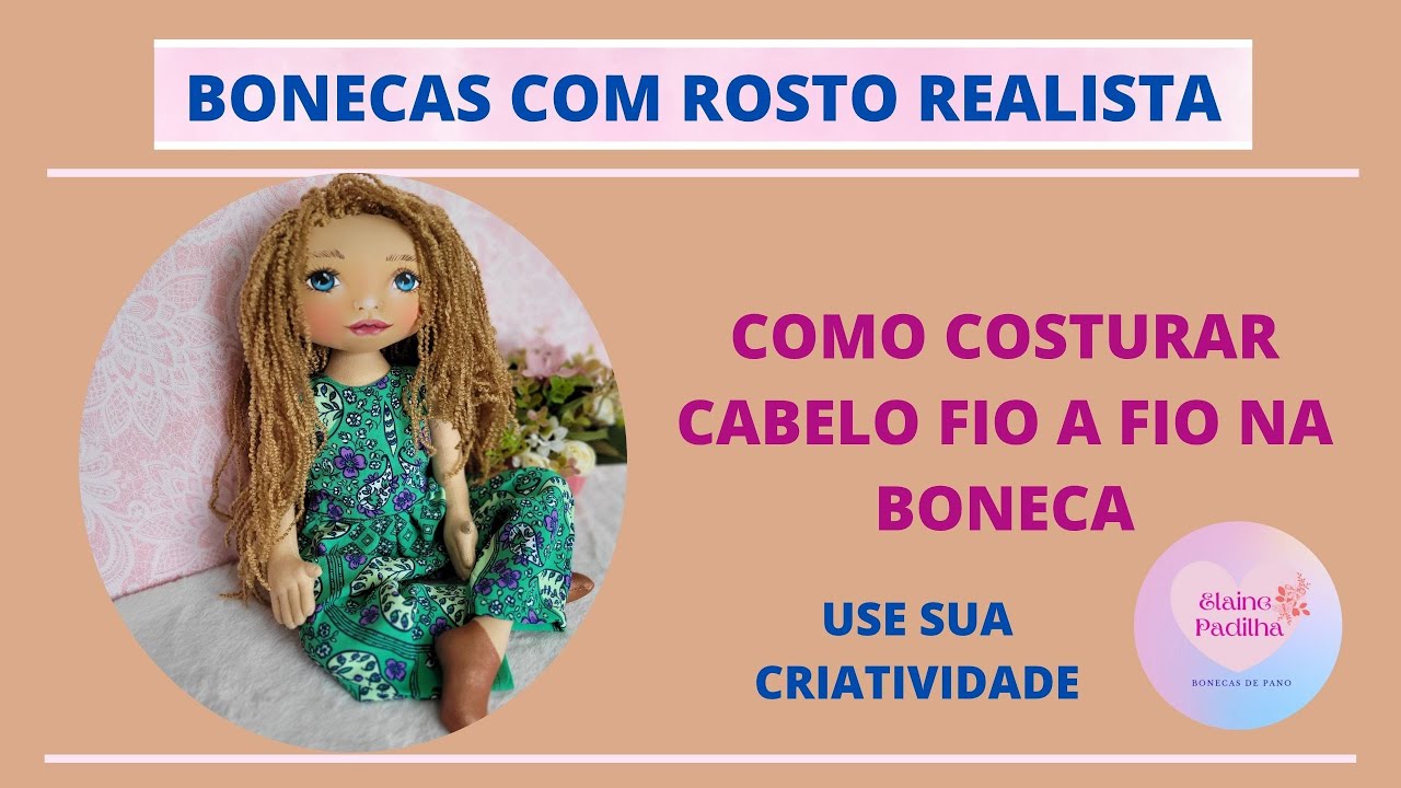 Técnica de costurar o cabelo de lã na cabeça das bonecas de pano