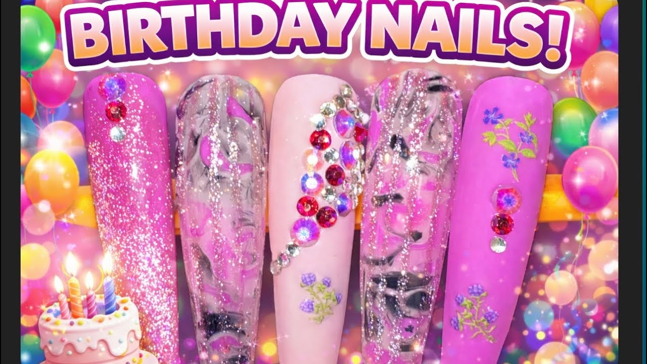 My Birthday nail set collab with @Pink_pixie_tips xx