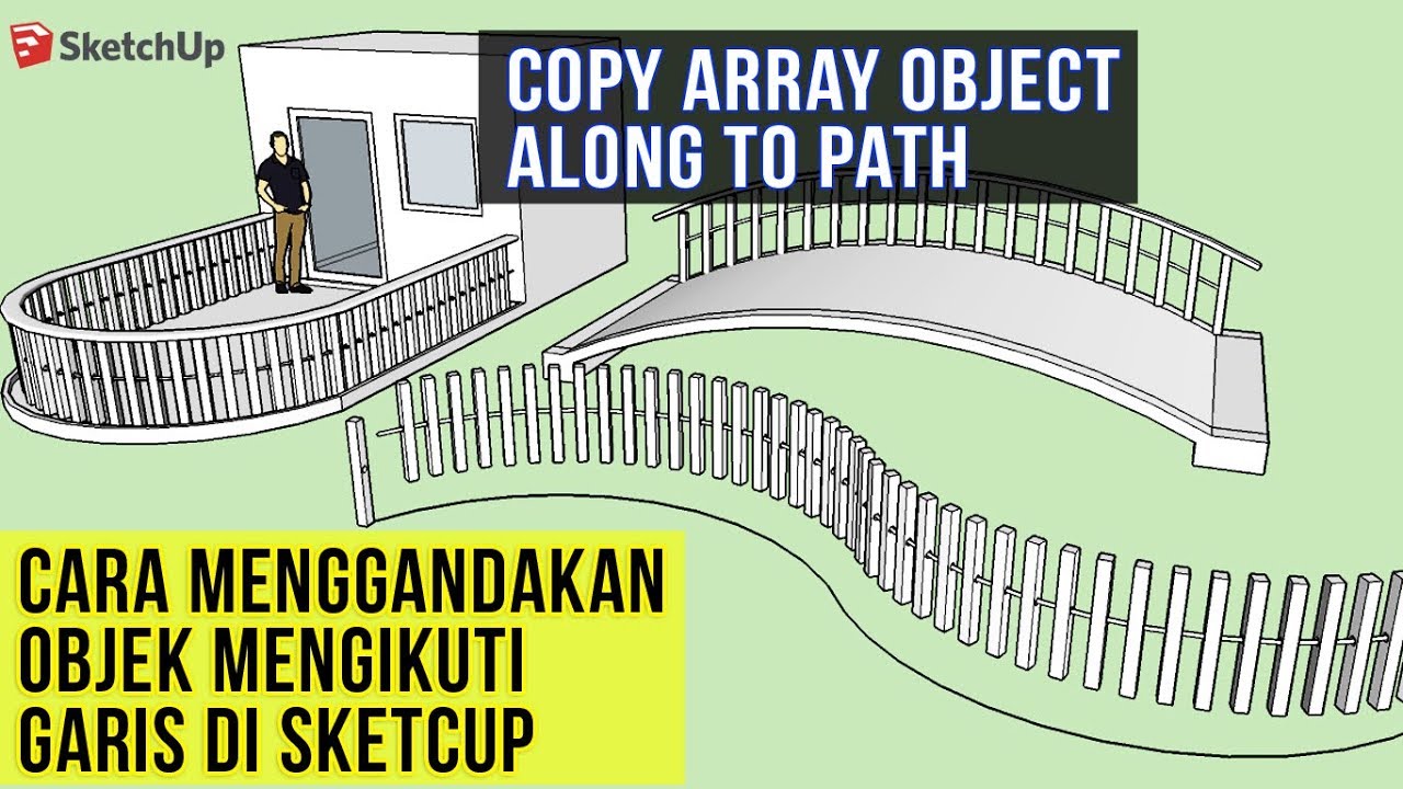 Cara Copy Objek mengikuti Garis di Sketchup Terbaru - Copy Along Path