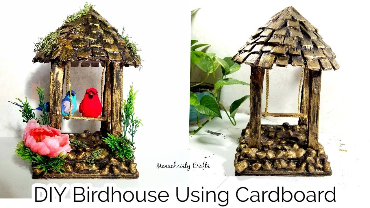 #Valentine'sday #giftidea DIY Valentine's day Gift/Showpiece | DIY Birdhouse using Cardboard