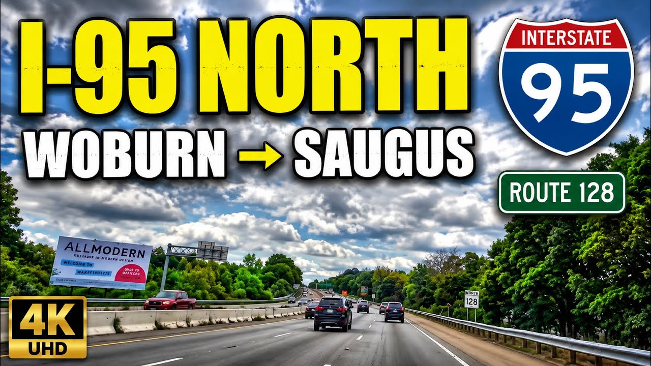 🛣️ I-95 North Woburn to Broadway Saugus MA | 4K Highway Drive - 9/19/22