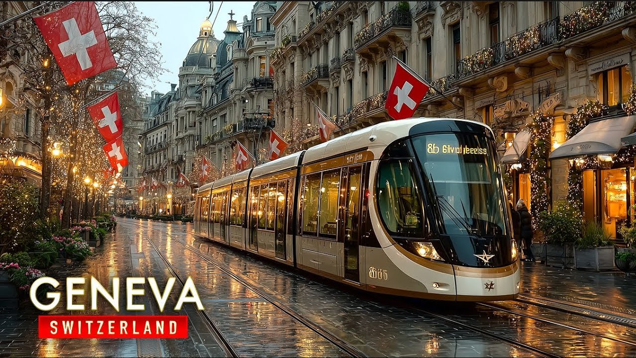 Geneva, Switzerland 🇨🇭 When Day Turns Into Night | City Lights Cinematic 4K Walking Tour