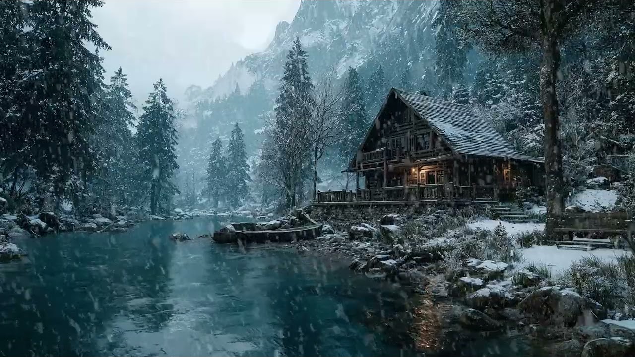 Beneath the Dark Sky as Snow Falls Without End | Cold Wind Ambience for Peaceful Deep Sleep