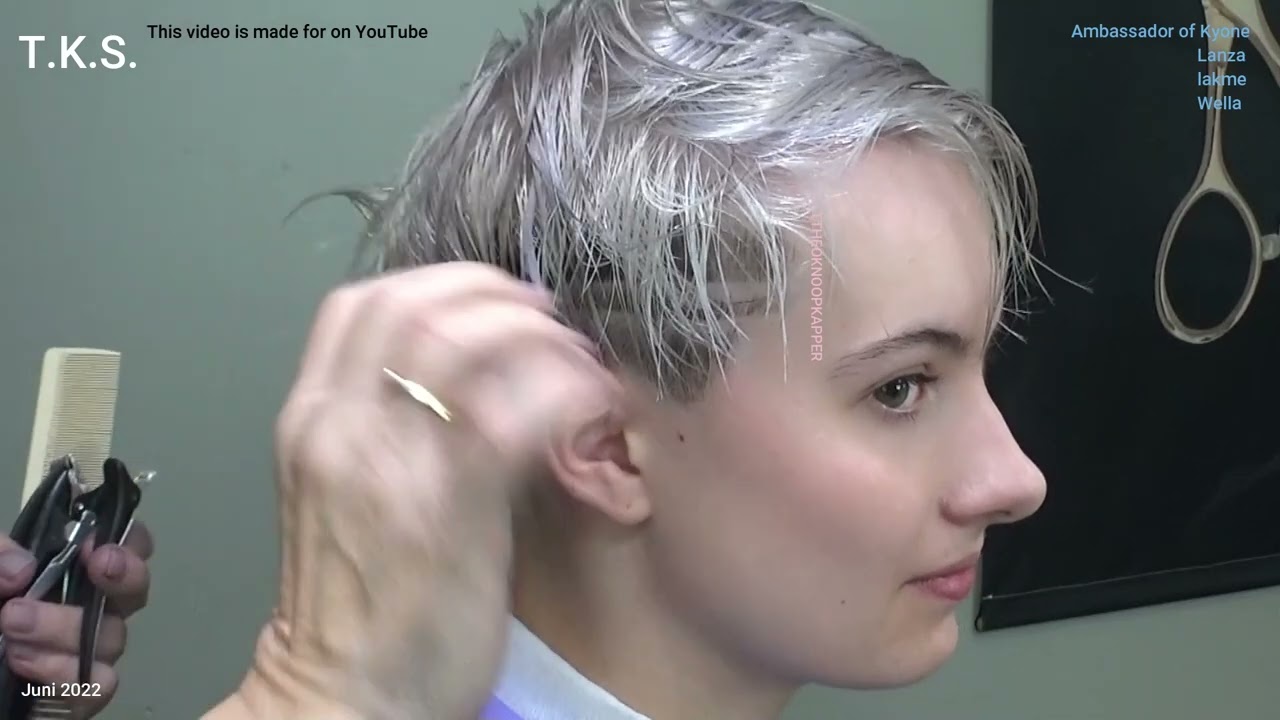 First time Summer Silver Platinum Blonde Pixie Short Hairstyle! Julia by TKS