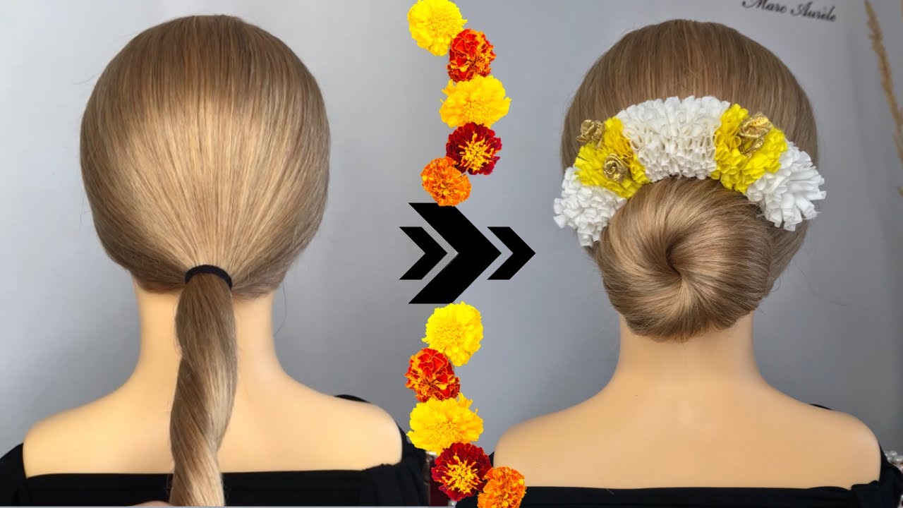 HOW TO DO SIMPLE BUN without DONUT   | Bridal/Wedding Hairstyle ( long, medium hair)