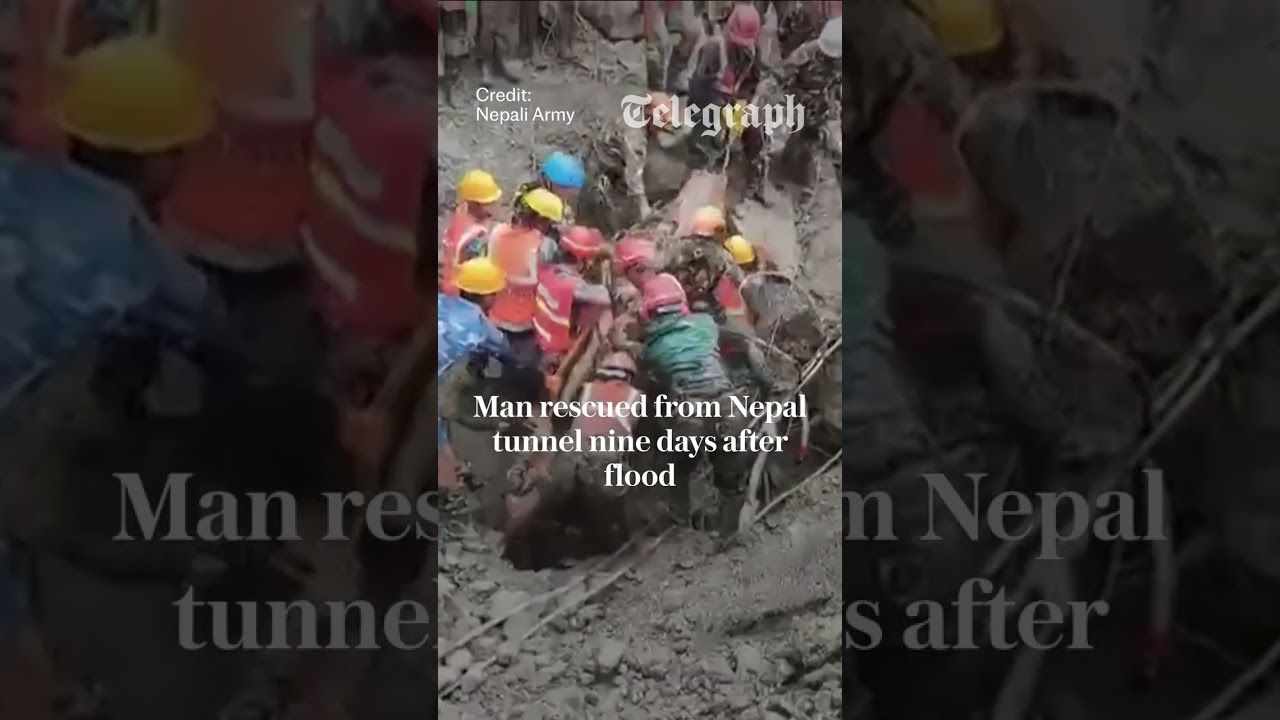 Nepal floods: Two men rescued from tunnel nine days after disaster