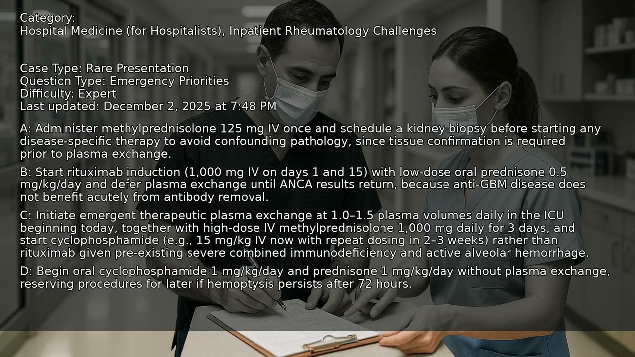 Inpatient Rheumatology Challenges, Hospital Medicine (for Hospitalists) - Full Vignette with Extende