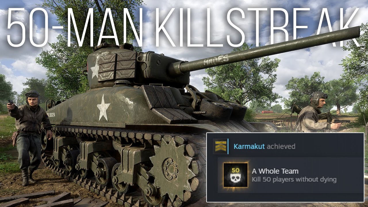 Мы использовали Sherman и получили достижение «50 убийств подряд» в Hell Let Loose.