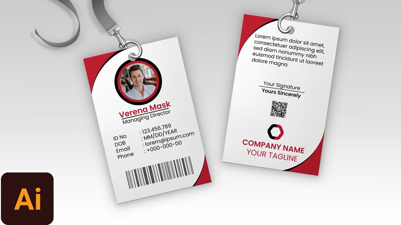Professional ID Card Design in Adobe Illustrator | Make Company ID Card In Illustrator