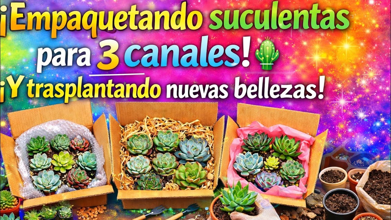 ¡Preparando suculentas para 3 canales! 🌵 Empaquetado y trasplantes en el jardín