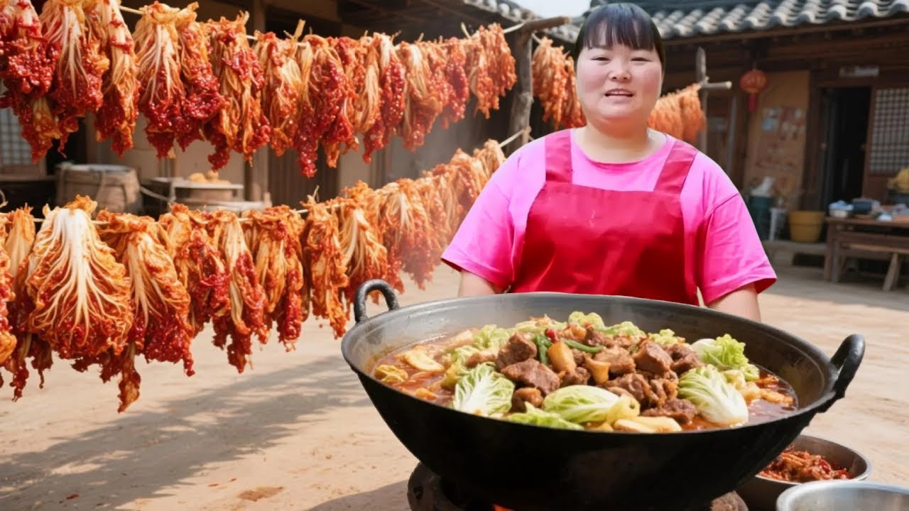 【陕北霞姐】白菜太多别浪费！霞姐移栽后做猪肉白菜炖粉条，老公吃得直夸香！