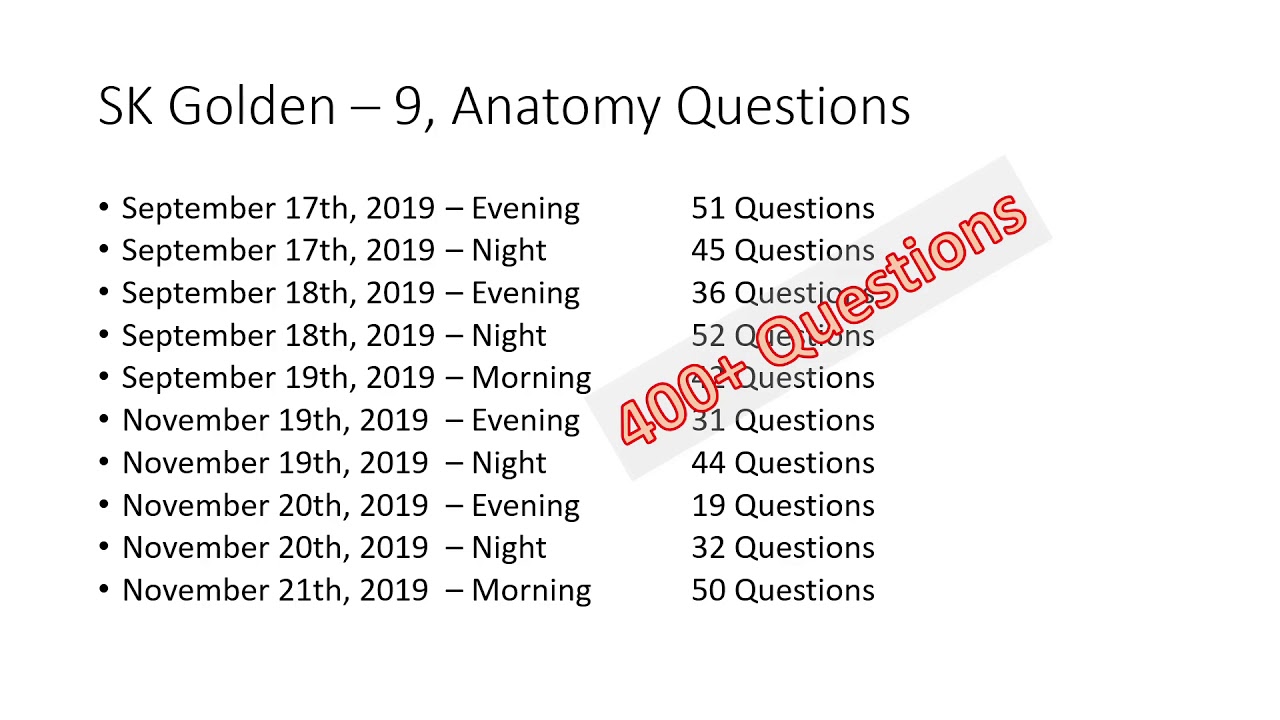 Anatomy Questions SK Golden 9   Intro