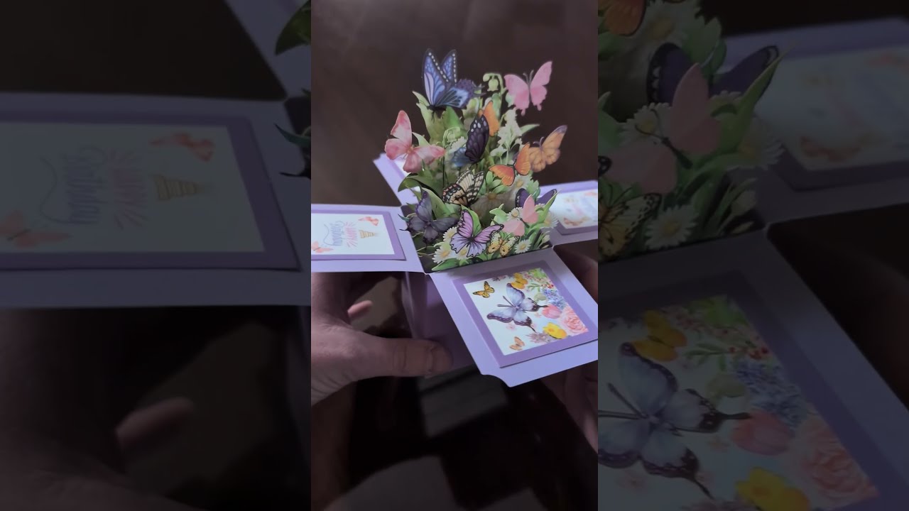 Butterfly Burst Happy Birthday - Gift Box Pop-Up Card