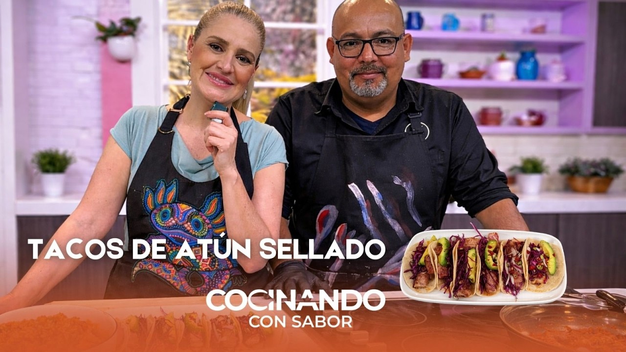 Tacos de atún sellado | Arroz rojo | Carne en adobo colorado