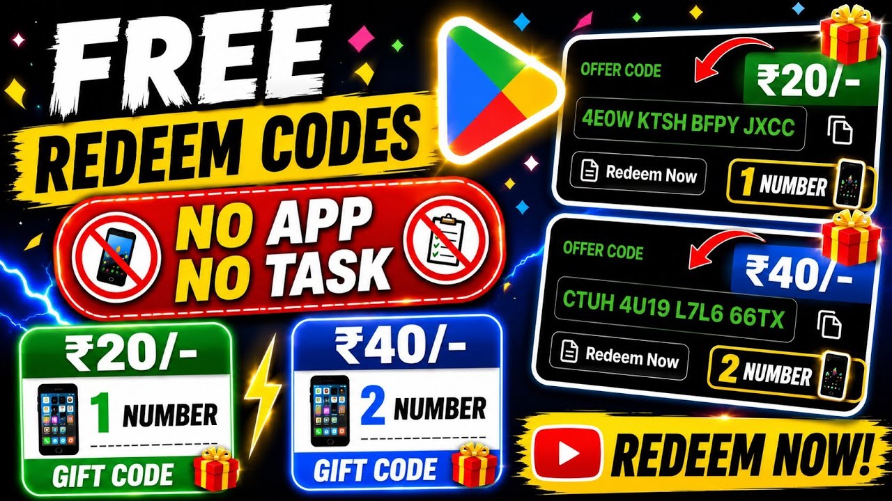 No App & Task 🔥- Free Redeem Code Of Google Play Store