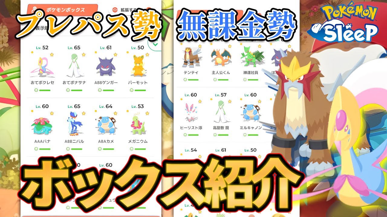 【作業用BGM】リリース初期から遊んでいる無課金勢とプレパス勢のボックス紹介【ポケモンスリープ】