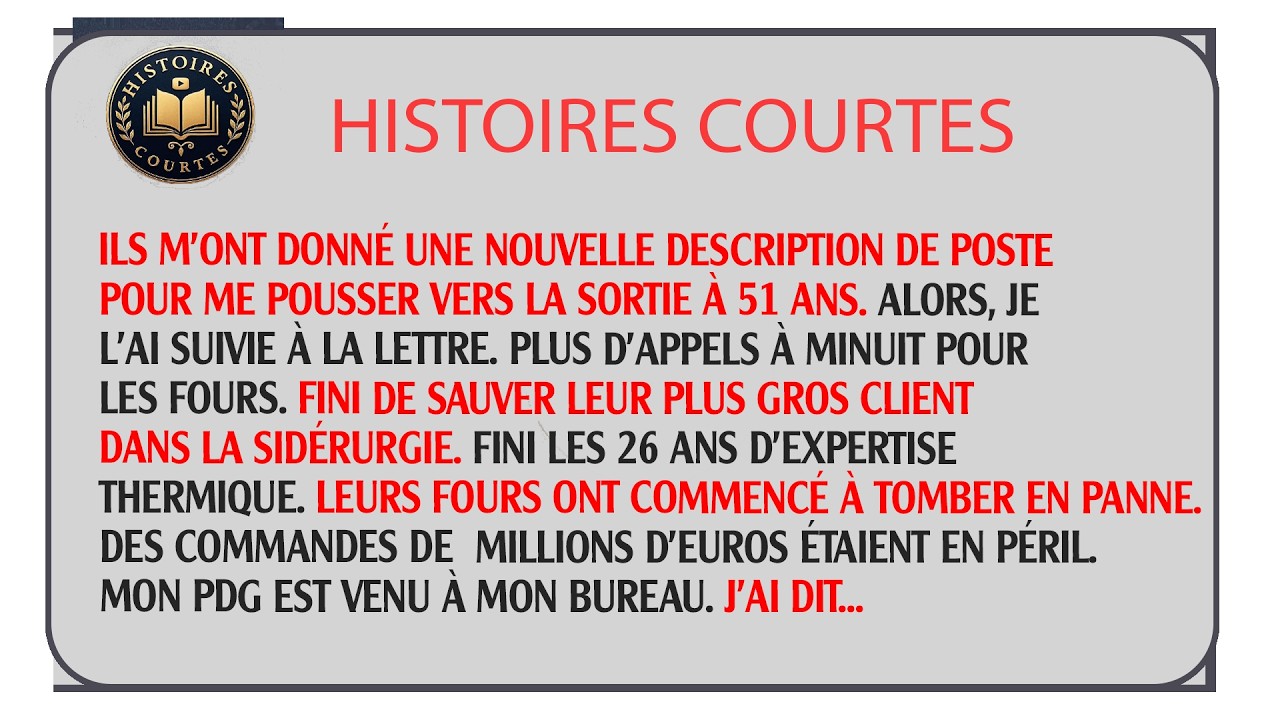 Ma boss m'a humilié après 30 ans de métier.1 semaine plus tard, je lui facture 180 000€ pour revenir