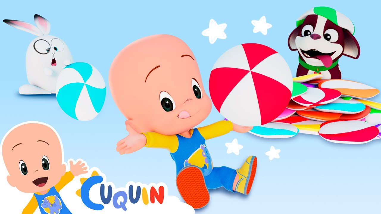 Bolas de praia! Aprenda as cores com Cuquin e Ghost | Vídeos educativos para crianças