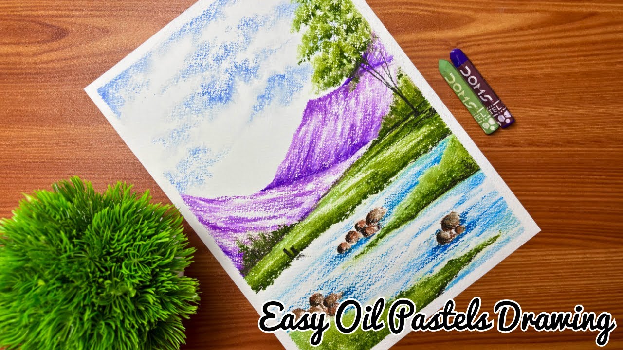 How to Draw Scenery | Easy Oil Pastels Drawing for Beginners #oilpasteldrawing #art #drawing 