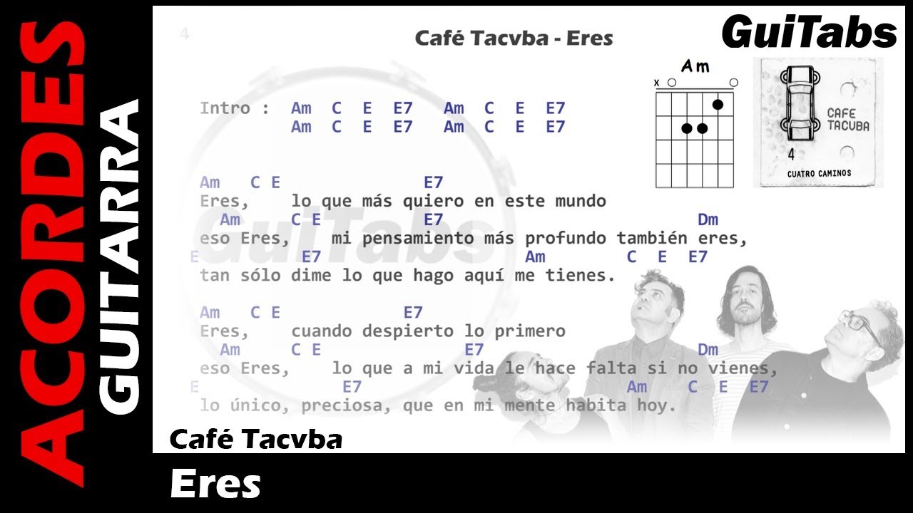 ERES 📒🖍 - Café Tacvba ( Letras - Acordes GUITARRA 🎸- Karaoke )