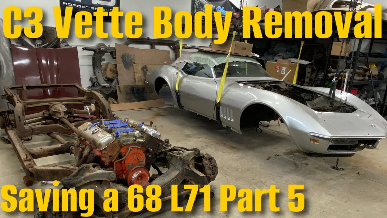 Removing A C3 Corvette Body And Tearing Apart The Chassis.  Restoring An L71 427 1968 Corvette