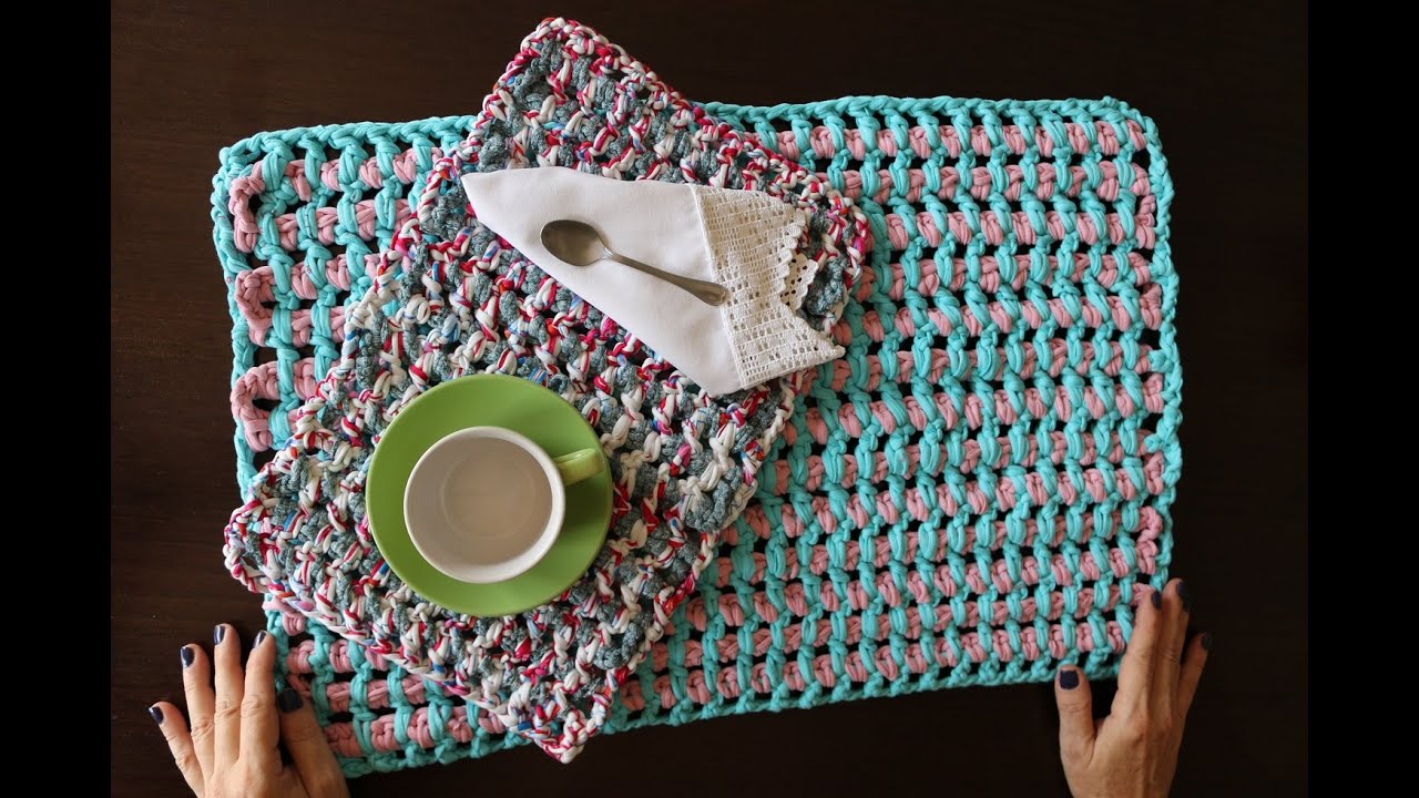 Mantel individual o alfombra de baño con trapillo (Crochet)