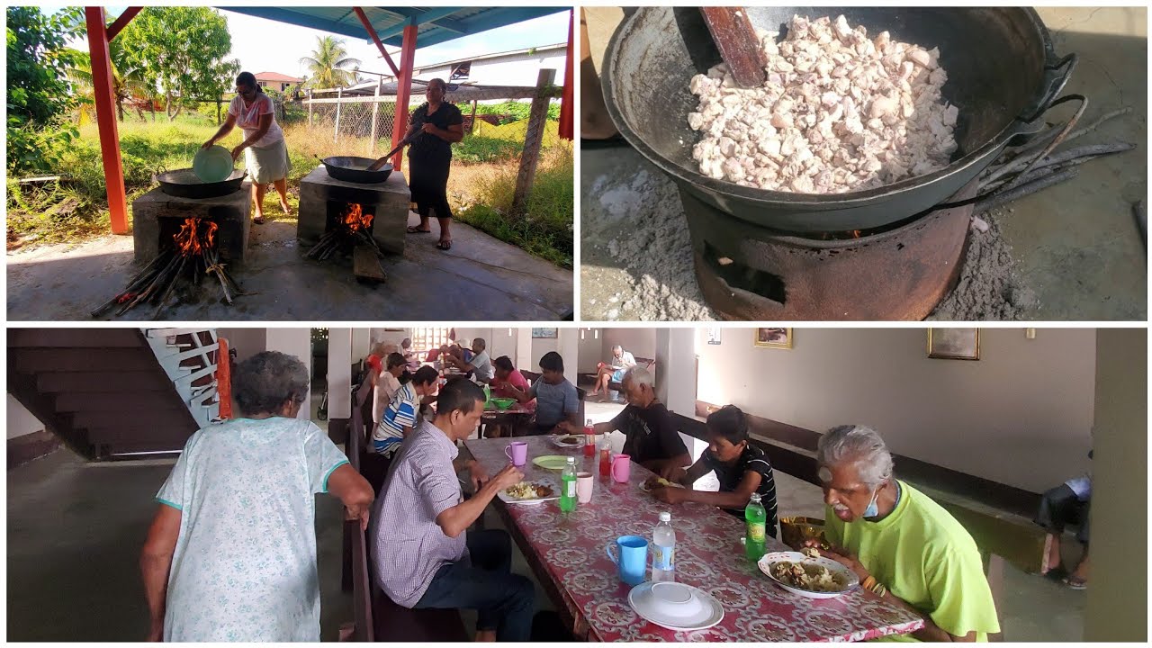 Cooking Bunjal Dhal, Rice & Casareep Chicken To Feed The Residents At Dharmshala