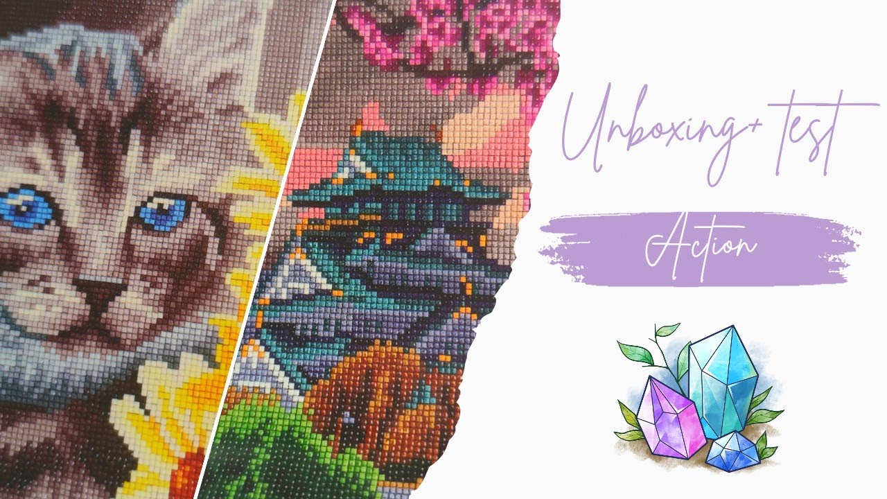 HAUL ACTION/unboxing nouvelle collection Diamond Painting + test des carrés #action #unboxing #haul
