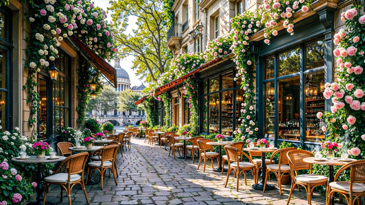 🎷 Relaxing Jazz Piano ☕ Cozy European Street Café Ambience for Study & Work