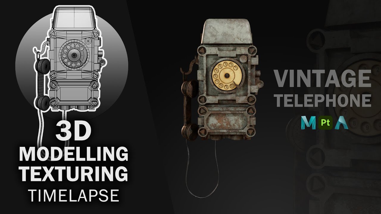 Vintage Telephone | Game Prop Timelapse | 3D Modelling and Texturing