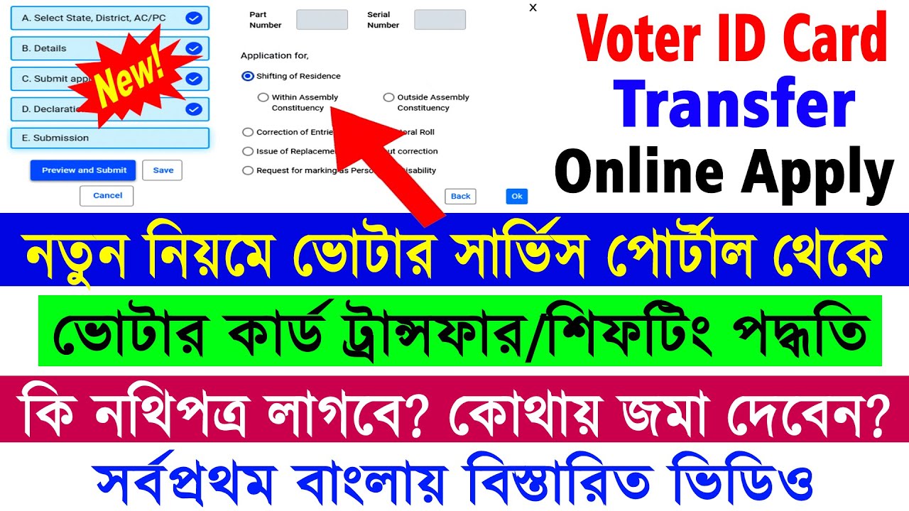Voter ID Card Transfer/Shifting Apply Online 2023 || Voter Services Portal || Voter Card transfer ||