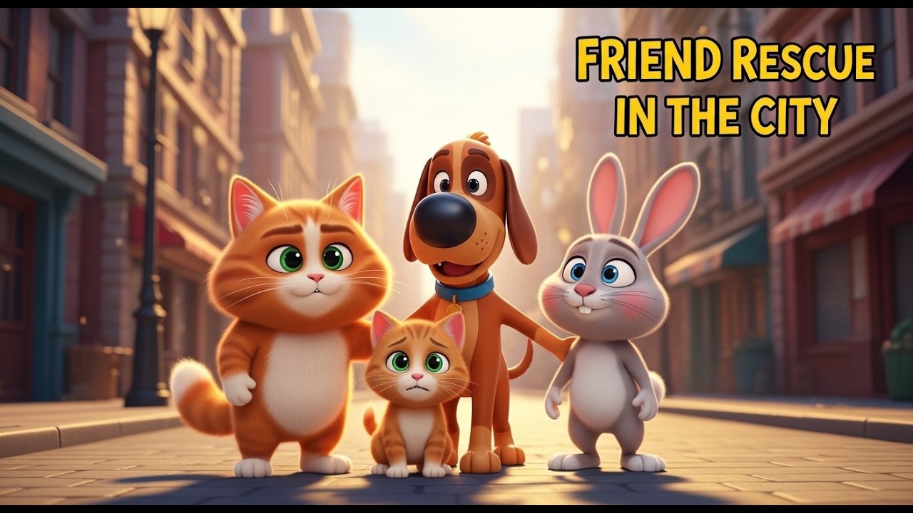 Brave Animal😱 Friends Rescue a Lost Kitten in the City | Kids 3D Cartoon