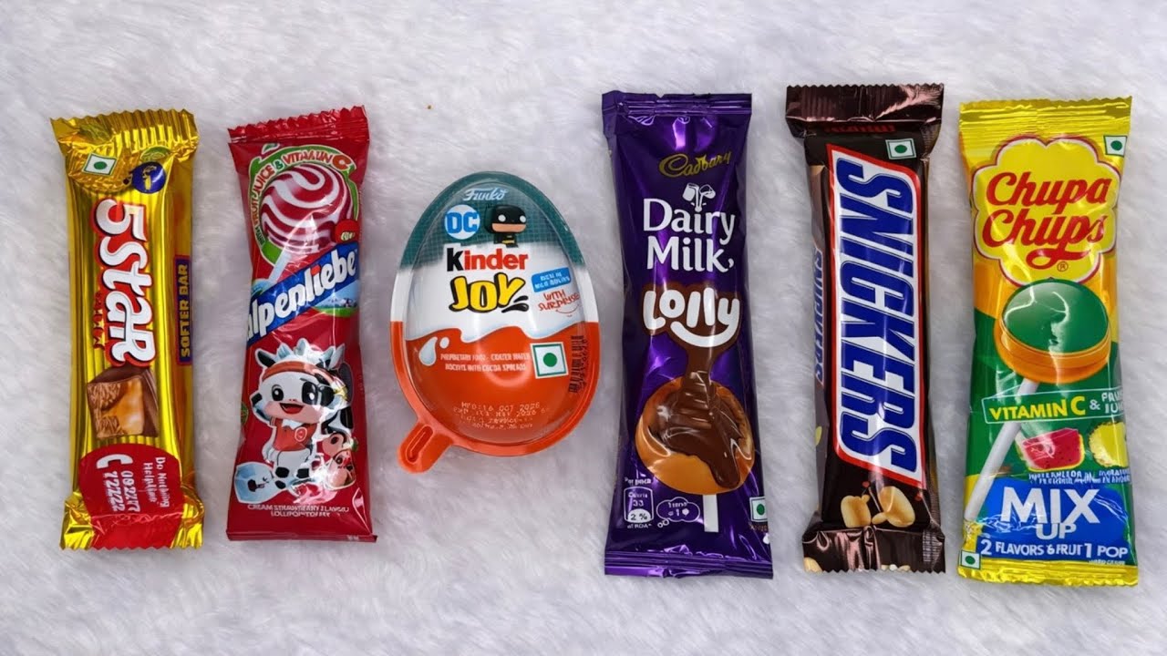 ASMR Most Popular Candys / some lots of colorful rainbow lollipop candy / unpacking chocolate eat