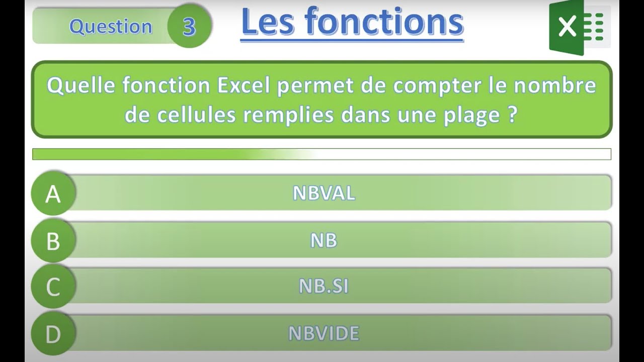 Quizz sur les fonctions d'excel - 10 questions