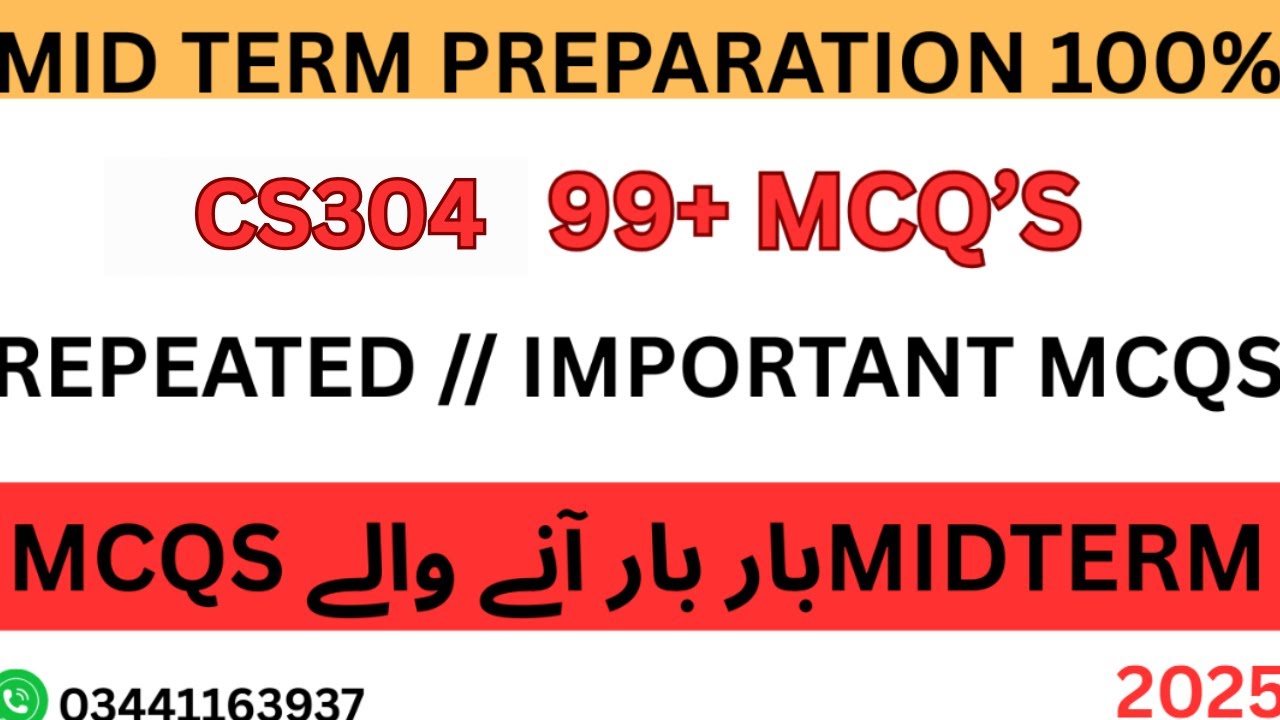 CS304 &ndash; Object Oriented Programming | Mid-Term Preparation 2025 | Most Important MCQs | BY SHARJEEL