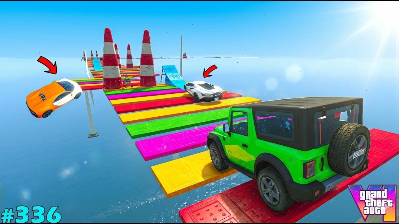 GTA5 : How Franklin Survive Difficult Parkour Mega Ramp Challenge
