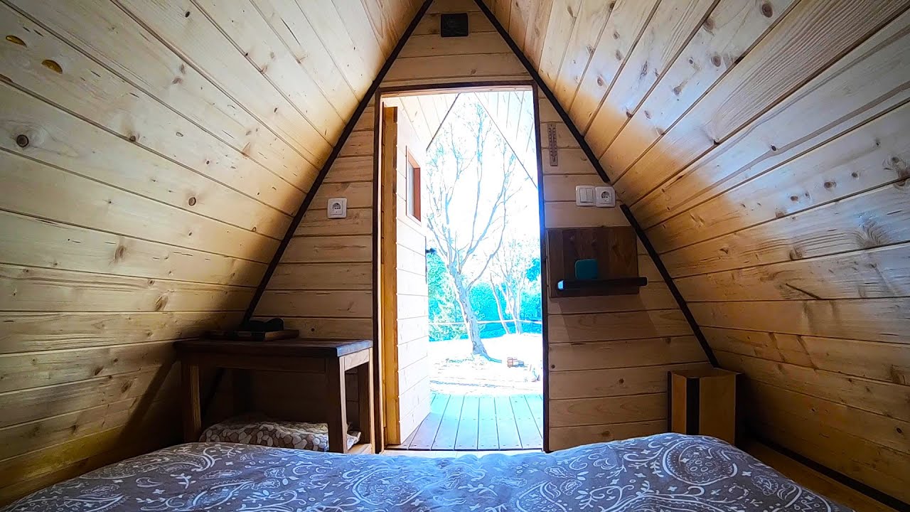 How I Built Small Wooden A-Frame Camping Cabin