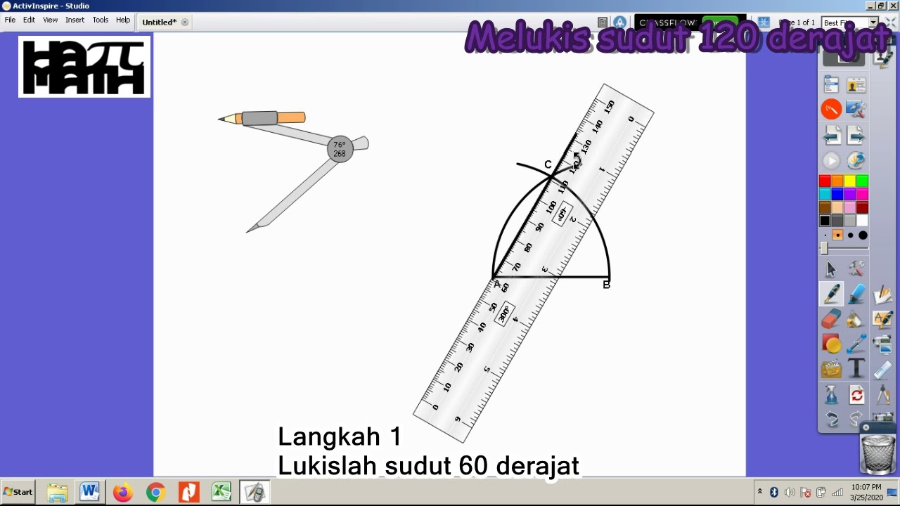 Melukis sudut 120 derajat