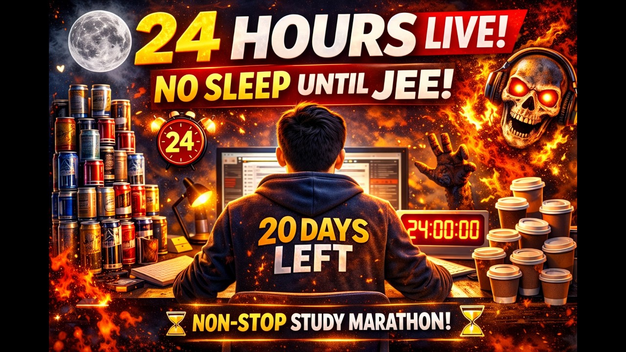 NO SLEEP, ONLY STUDY 🔥 | 24 Hour Study With Me LIVE | 19 Days Before JEE Mains