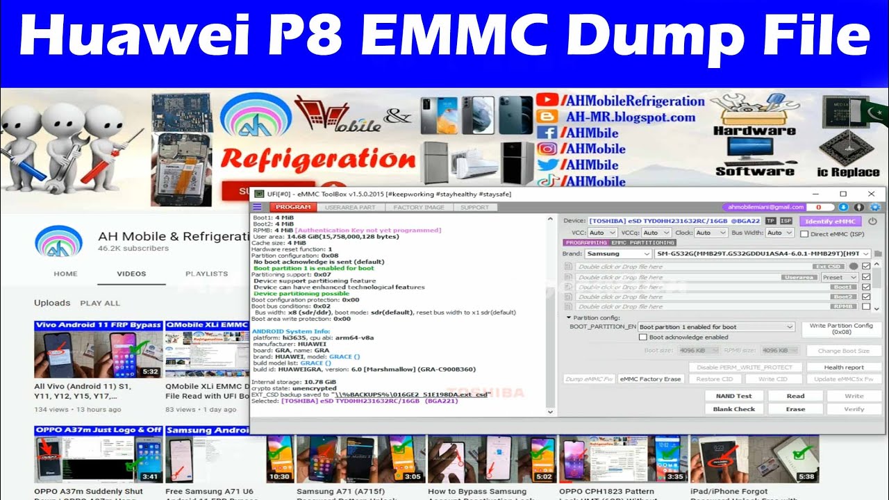 Huawei P8 Dead Boot Repair EMMC Dump File UFI Box by AH Mobile & Refrigeration