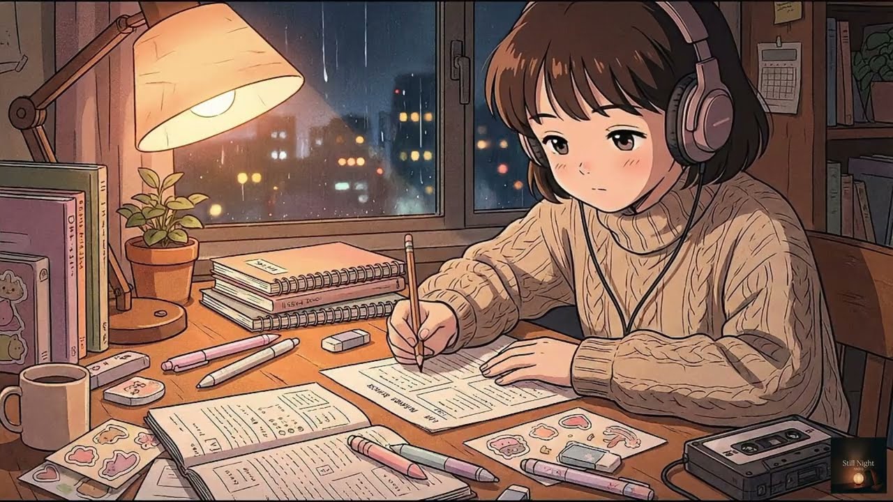 Late Night Lo-Fi for Studying 📚🌙 | Rainy Window Focus Beats (1 Hour)