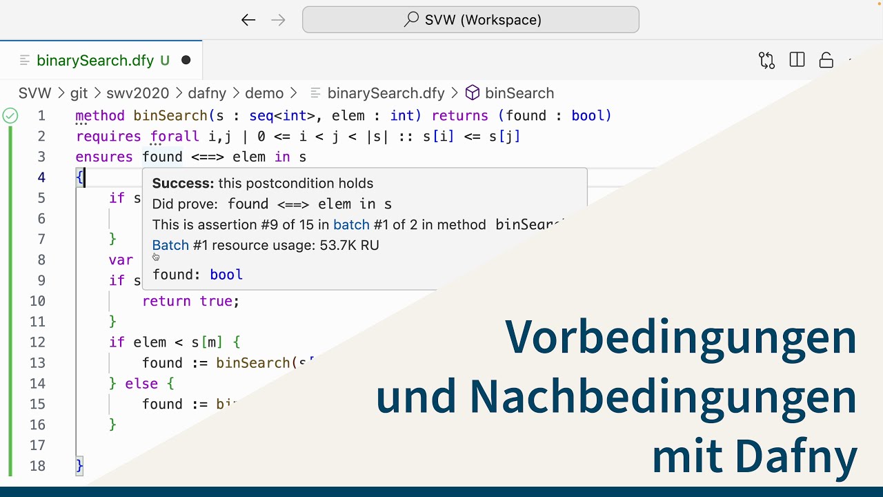 Vorbedingungen und Nachbedingungen in Dafny