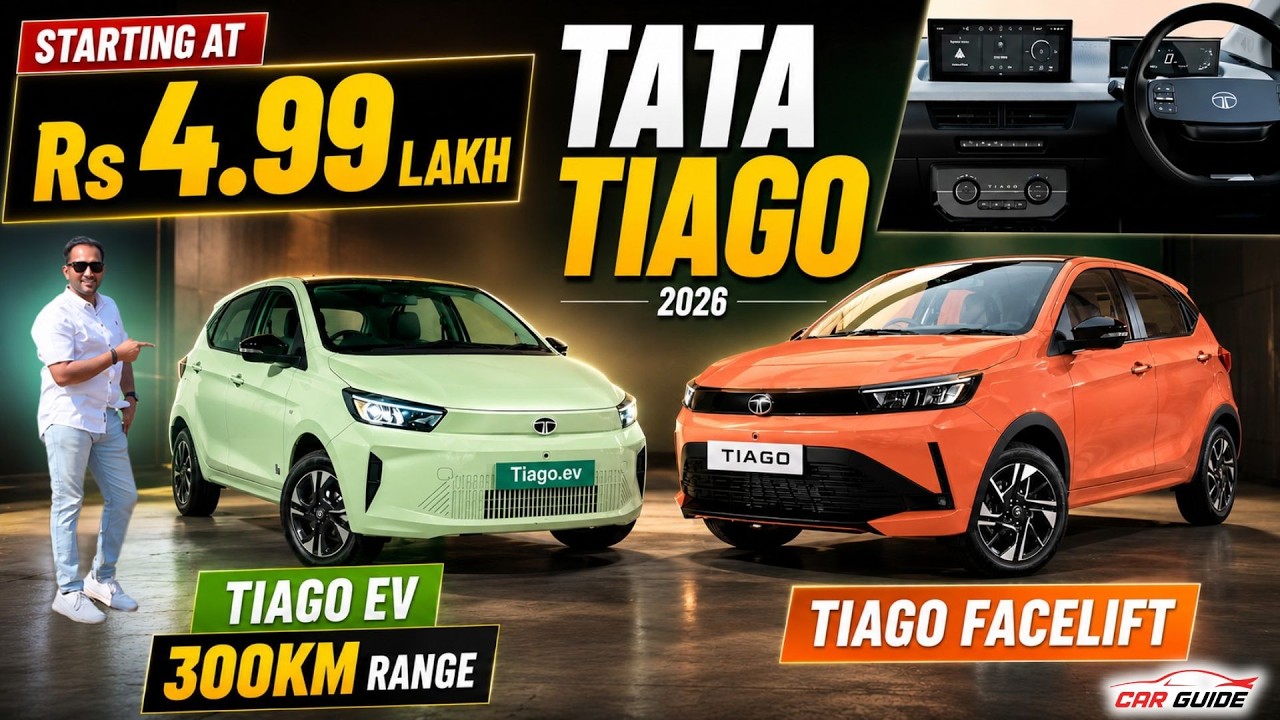 Tata Tiago Facelift & Tiago EV 2026 with 300KM Range + 5 Star Safety 🔥 Better than Swift Hybrid ?🤯
