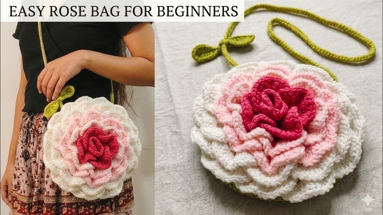 🌹Easy Crochet Rose Bag Tutorial for Beginners (Step-by-Step) 🌹