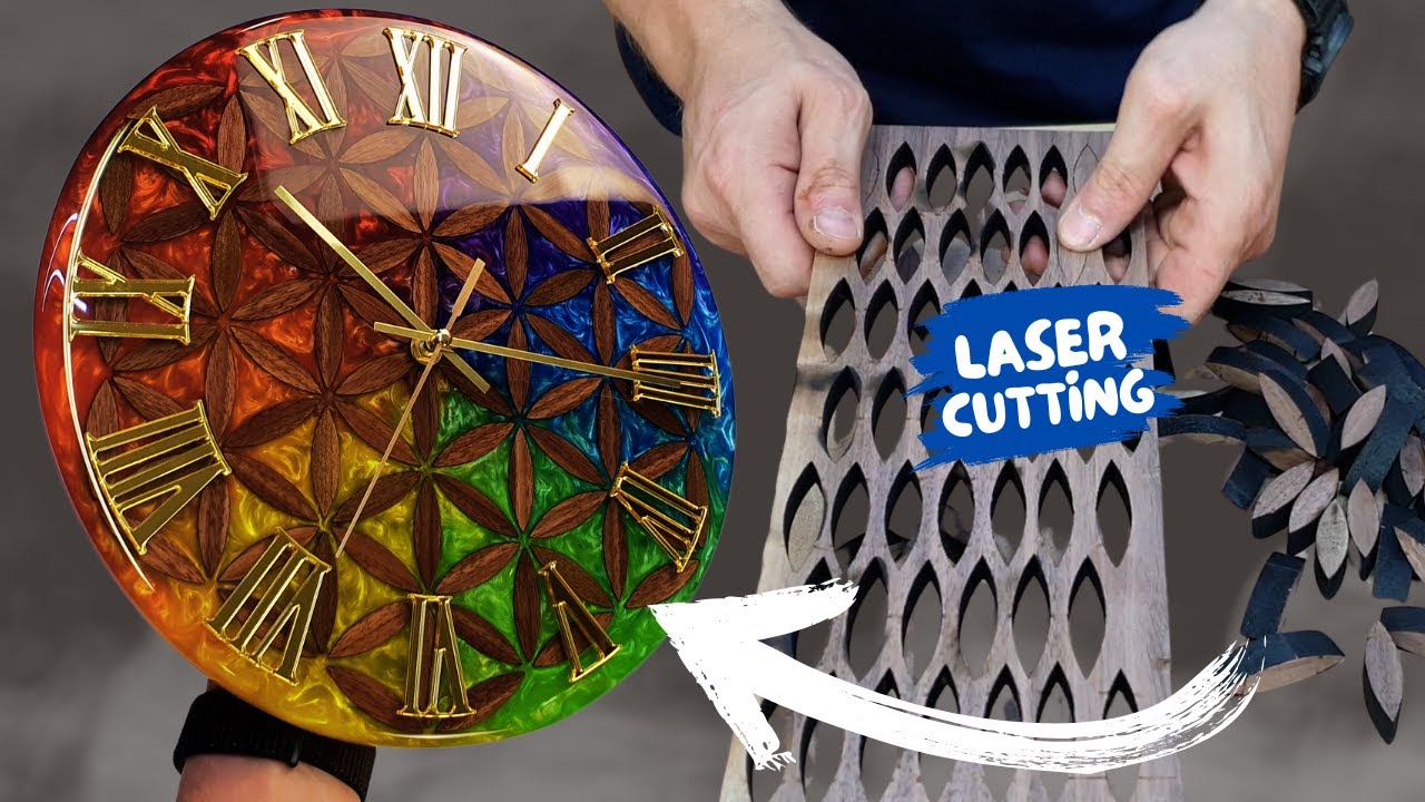 Flower of Life Clock – DIY Epoxy Resin Art with Wood and Laser xTool P2