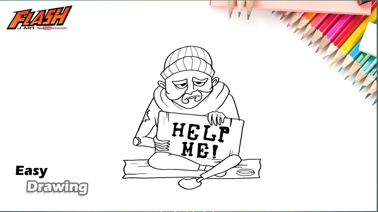 how to draw homeless man