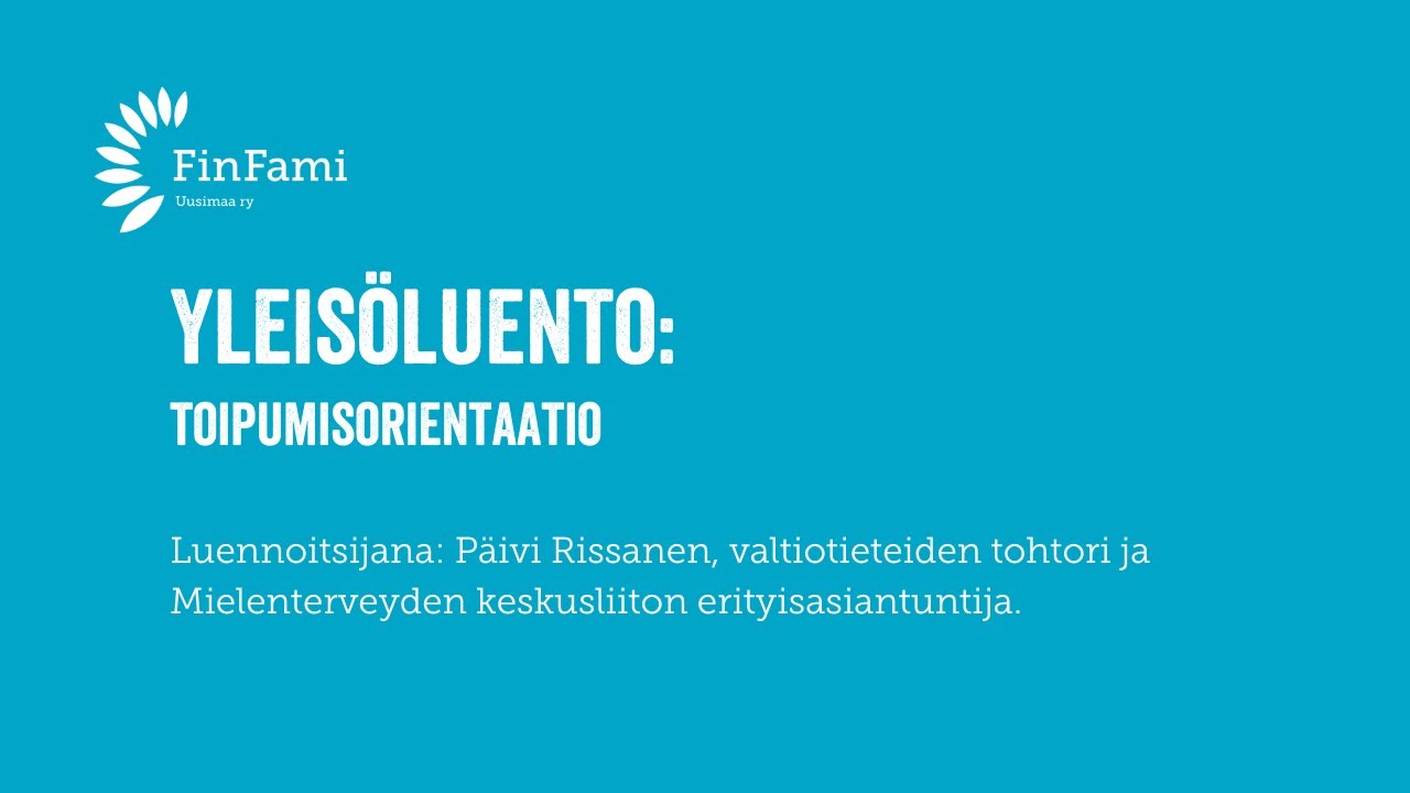 Verkkoluento: Toipumisorientaatio