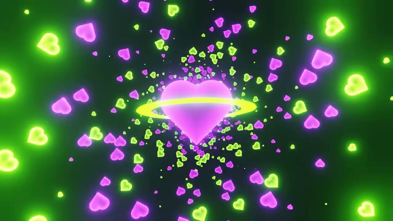 Flying Through Neon Hearts 💜✨ | 8 Hours Romantic Space Background (No Sound)