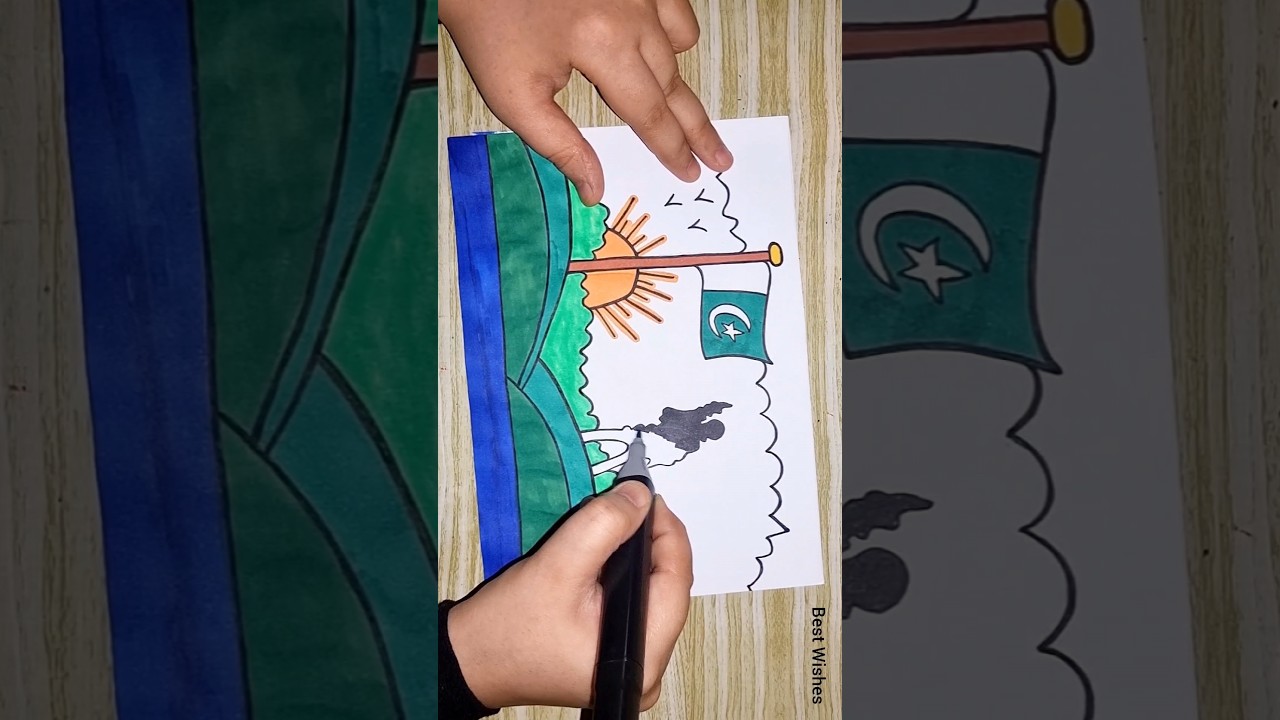 Pakistan Independence Day Drawing🇵🇰 #pakistanzindabad #shorts #pakistan #drawing #independenceday